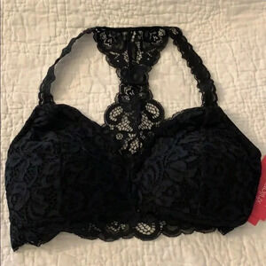 Xhilaration Black Lace Racerback Pullover Bra Padded Size Medium New